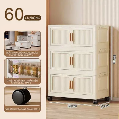 [SIÊU LỚN] Tủ Nhựa Đựng Đồ Gấp Gọn Rộng Đa NăngĐựng Đồ Đa Năng Thông MinhBánh Xe 360 Di Chuyển Tiện LợiNhựa PP