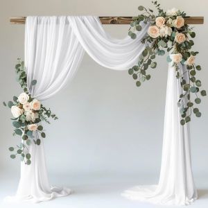 6M White Wedding Tulle Arch Draping Fabric Backdrop 28.7" X 20FT Sheer Drapes Fabric for Wedding Ceremony Birthday Party