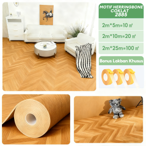 VIBE Karpet Lantai Vinyl Motif Kayu 1.5mm - Gulungan Lebar 2m untuk Ruang TamuStiker Lantai 5m/10m/25m