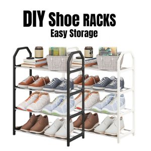 4 Tier Shoe Rack Lightweight Plastic Organizer DaisyDaze