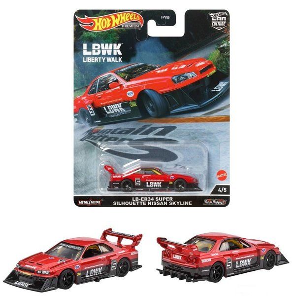 HOT WHEELS LBWK LB-ER34 SUPER SILHOUETTE NISSAN SKYLINE MOUNTAIN DRIFTERS PREMIUM 2022 LIBERTY WALK