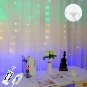 โคมไฟLEDผู้ชาย ผ้าม่านตกแต่งโคมไฟสายรูง8โหมด รีโมทคอนโทรล Fairy สายไฟประดับคริสต์มาสงานแต่งงานตกแต่งภายในอาคารกลาง แท็บแต่ง USB 5V 1.5*2 เมตร