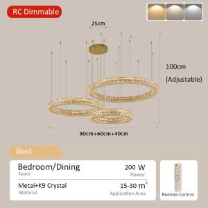 SOLO 2025 Design Hot Sell Modern Crystal Chandelier Lighting Lamp Led Pendant Lights Ceilight Light with Remote Control