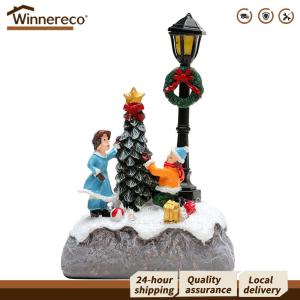 【Free Shipping】 Miniature Resin House Ornament with LED Light for Christmas Home Decoration