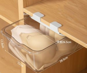 Storage Drawer Box Household Organizer For Underwear Wardrobe Self-Adhesive Under Desk Drawer Multi-grids Thicken Plastic