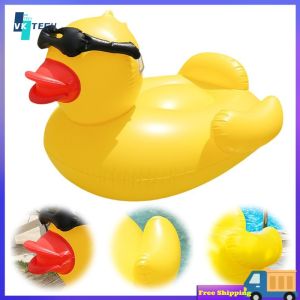 [ VKTECH ] Pet Floating Bed Large Duck Shape Inflatable Lounger Waterproof PVC Material Comfortable for Dogs and Cats Indoor Outdoor Use