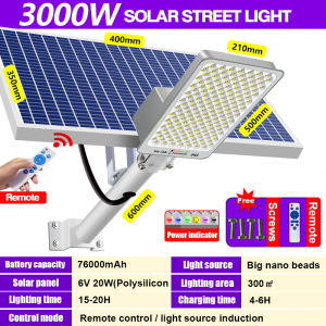 4000W Street Light Solar Auto On/Off  Lampu Solar Jala Solar Outdoor Light Waterproof  Solar Lamp With Remote Control Lampu Solar Superbright Solar Light Outdoor Lighting Solar Lamp Solar Led Outdoor Light
