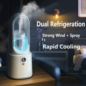 Desk Fan Bladeless Spray Fan with 6 SpeedSmall Quiet Table Fan with Touch Control Small Office Bladless Fan for Bedroom Home Office Desktop