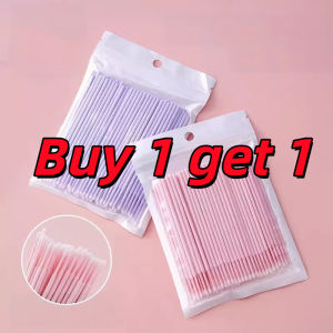 【Buy 1 get 1】100pcs Micro Brushes Cotton Swab Eyelash Extension Disposable Eye Lash Glue Cleaning Brushes Applicator Sticks Makeup
