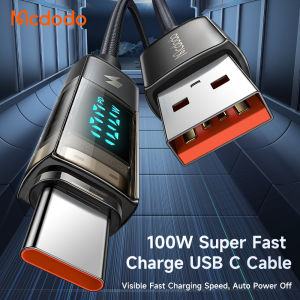Mcdodo 100w Super Fast Charge USB C Cable Digital Pro Auto Power Off Type-C Super Charge Transparent Data Cable For 2A 18W fast charging Huawei Honor 5A 22.5W 4A 40W 6A 66W 5A 100W Super Fast Charge Xiaomi 3A 27W fast charging Nova 9 Pro Magic 4 Pro