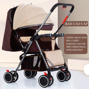 Xe nôi đẩy em bé 2 chiều đa năng phiên bản cao cấp nhiều tư thế có khay cho bé tập ăn tiện lợi chất liệu thoáng mát bánh xe có giảm sóc khóa đai an toàn có thể gấp gọn