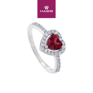 HABIB Heart Garnet and Diamond Ring in 375/9K White Gold 265610123(R)-GARN