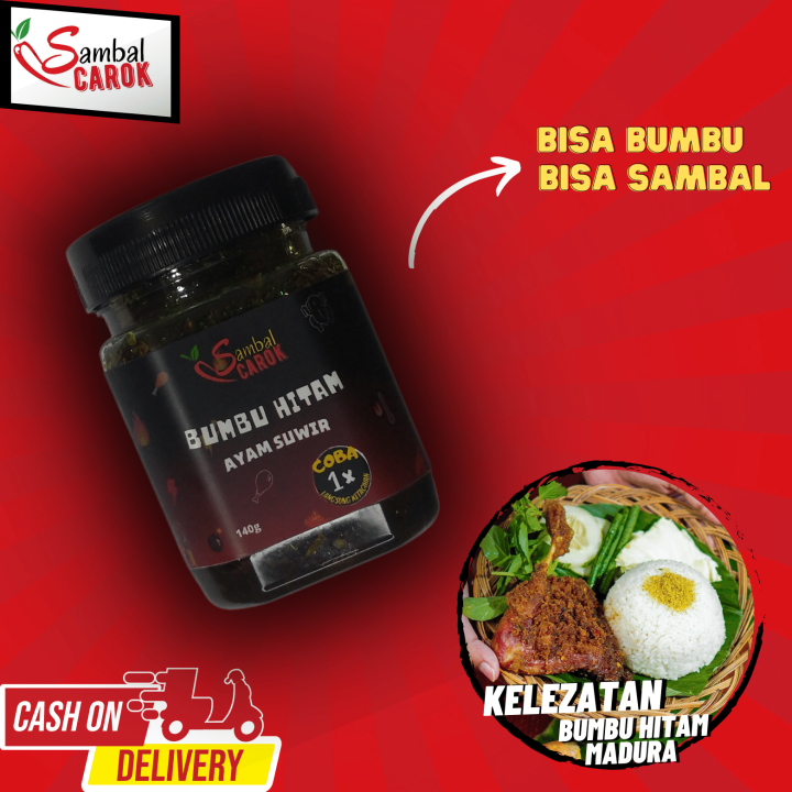 Ayam bumbu hitam khas Madura dalam piring saji