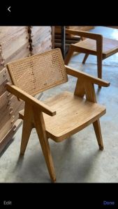 Fee delivery เก้าอี้มินิมอล Teak Wood Rattan Armchair เก้าอี้ไม้สักพื้นนั่ง-พนักพิงบุหวาย แขนโรบอท เก้าอี้ เก้าอี้หวาย เก้าอี้ไม้สัก เก้าอี้มีพนัก
