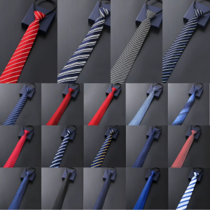 Teens Students Shirt Necktie Male Zipper Design Lazy Detachable Collars Removable Ties Costume Accessories