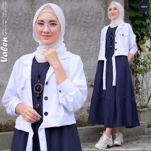 Baju Wanita Terbaru Valen Set Dress + Outer 2in1 Baju Set Wanita Crinkle Airflow Terbaru
