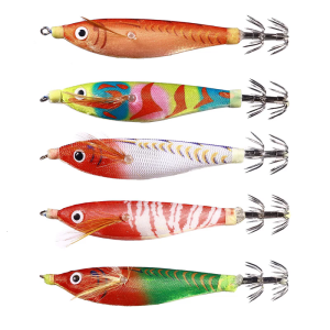 5Pcs Fishing Lures Glow Jig Hook Shrimp Lures Baits for Saltwater Cuttlefish Hook Glow Squid Jig