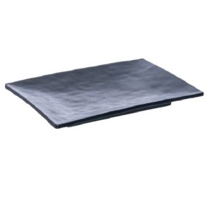 Đĩa Chữ Nhật Màu Đen Vân Sần Để Thịt Nướng BBQ Cao Cấp