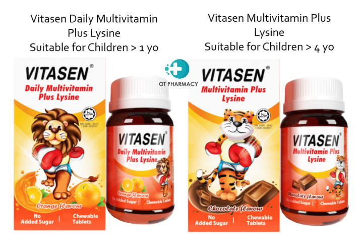 VITASEN Daily Multivitamin Plus Lysine Chewable Tablets 60's