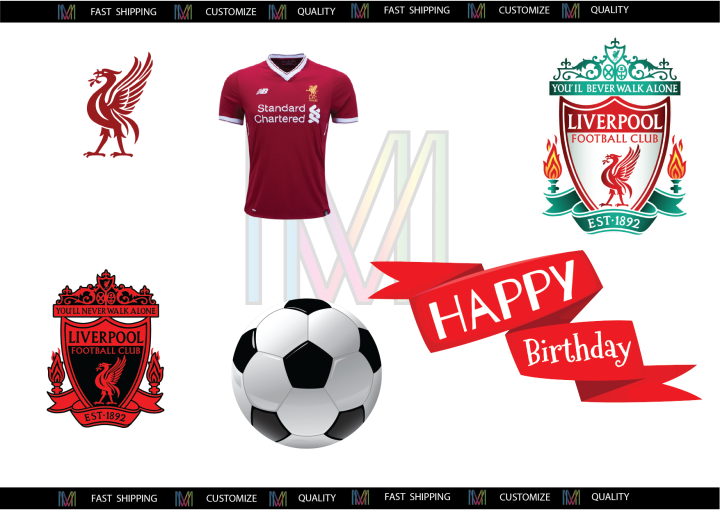 24 x Liverpool FC Edible Wafer Paper Cup Cake Football Toppers