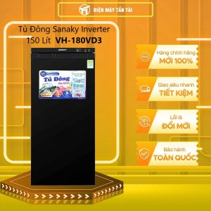 VH-180VD3 - Tủ Đông Sanaky Inverter 150 Lít  VH-180VD3 Nút điều chỉnh nhiệt độ bên ngoài tủ Công suất1.75 KWh/ngày