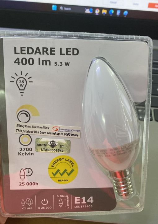 LEDARE LED bulb E14 400 lumen, warm dimming/chandelier opal white Lampu LED Bulb