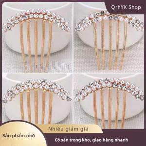 Hàng có sẵn✨ 5 răng tóc bên lược ngọc trai pha lê kẹp Tóc Lược cưới cô dâu Rhinestone ngọc trai pha lê Tóc Lược móng vuốt kẹp tóc đồ trang trí phụ kiện