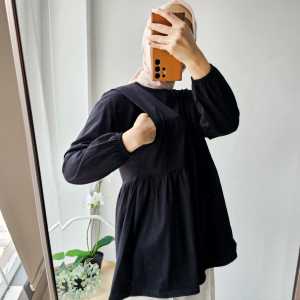Emikoawa Atasan Wanita Baju Kaos Ruffle Oversize Busui Lengan Panjang