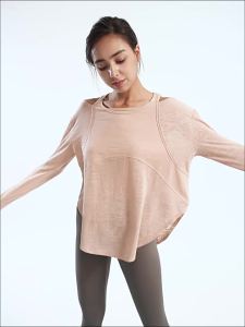 Lulu New Yoga Exercise Top Women Loose plus Size Workout Long Sleeve Yoga T T-shirt