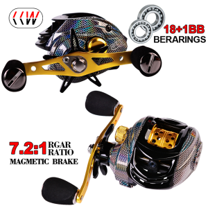 CCW 10KG Max Drag Baitcasting Reel 18+1 Ball Bearings 7.2:1 High Speed Casting Fishing Carbon Fiber Fishing Wheel