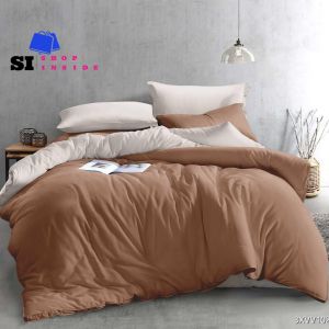 4IN1 BROWN BEIGE Polyester Duvet Cover Soft Prewashed Duvet Cover Set 4 Pieces Single to King Size Duvet Cover With Zipper Closure And 2 Pillowcase And Soft Bed Sheet C535-C538