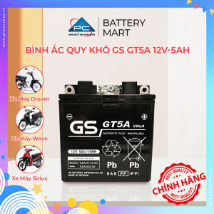 Bình ắc quy khô GS GT5A 12V-5Ah cho xe Dream Đời Đầu Wave Đời Đầu Future Đời Đầu Sirius Xăng Cơ Xe Jupiter V/R Taurus Mio Đời Đầu