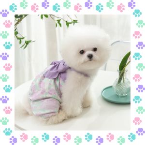 【New-store】 Whisker Dog Clothes Jumpsuit for Shih Tzu Female Bowknot Floral Puppy Birthday Costume Summer Sleeveless Pet Overall Cat Dog Clothing
