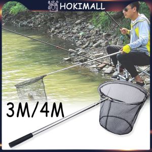 3/4m Serokan Pencedok Jaring Telescopic Net Aluminium Lipat Tanggok Panjang Pendek Saringan Ikan Menangkap Ikan