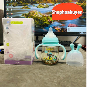Bình sữa cho bé sơ sinh bình sữa Babuu cổ rộng kèm tay cầm dung tích 210ml bình nước bé sơ sinh