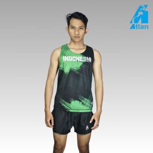AERONE Singlet Olahraga Sport Men Atletik Jersey Motif Green Splash