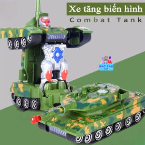 Đồ Chơi Trẻ Em Xe Tăng Biến Hình Robot Tự Động Có Đèn Và Nhạc