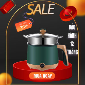 Nồi lẩu mini đa năng ca nấu mì 3 tầng tặng giá hấp nướng luộc chiên chống dính