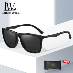 LouisWill Men Sunglasses UV400 Polarized Glasses Al-Mg Alloy Fiber Legs Square Shape Sunglasses Eyewear Ultra Light Anti Glare Glasses Outdoor Sports Driving Sunglasses