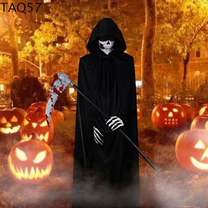 TAQ57 With Glove Halloween Grim Reaper Costume Antislip Black Ghost
