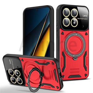 For Xiaomi Poco X6 Pro 5G Phone Case Magnetic Armor Ring Stand Shockproof Camera Lens Protective Phone Cover