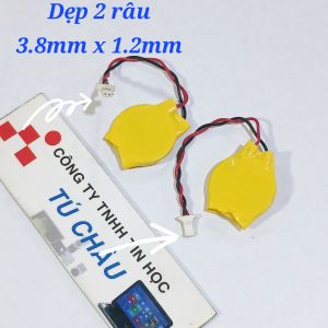 Pin Cmos 3V 2032 CR2032 - 3V / dây 2 lổ đầu cắm dẹp 2 râu: 3.8mm X 1.2mm (Pin cmos 2032)