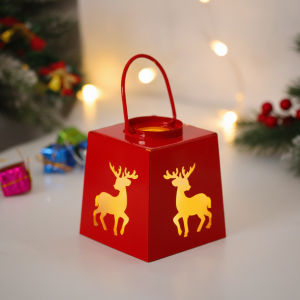 Christmas Tabletop Decor Vintage Iron Lantern With LED Flickering Candle Hanging Light For Holiday Party Centerpieces Flameless Safe Festival Decoration Supplies Gifts