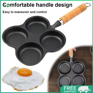 COD [Free Shipping] Kitchen Essential 4-Hole Egg Frying Pan Non Stick Coating Non Slip Handle for Easy Breakfast and Snack Making