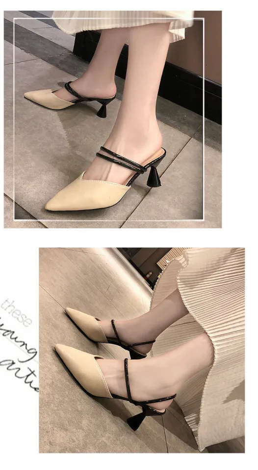 Tumit stiletto kaki runcing baharu kasut tumit tinggi merah bersih