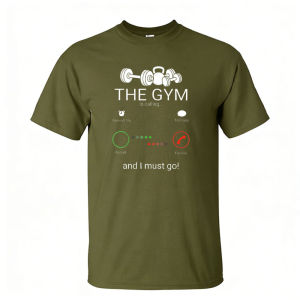 [Local Stock] HBESTY  The Gym Is Calling And I Must Go Olive Shirt Fitness Motivation Men Top Workout Reminder T-Shirt Lift Heavy Tee