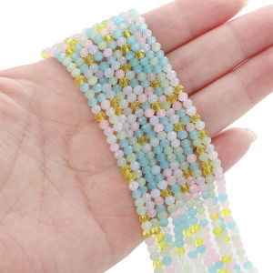 120Pcs 3mm Mixed Colorful Faceted Crystal Glass Flat Beads Charms for Bracelet Earrings Keychain DIY Jewelry Making Accessories