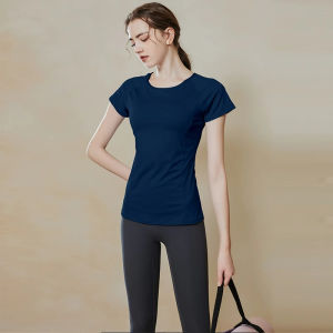 FitYoga Athletic short-sleeved female Slim tight yoga tops gym running training t-shirt mesh back fitness clothing summer