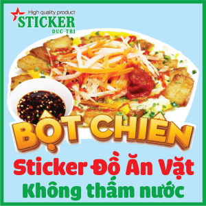 Decal trang trí hình Bánh Tráng Trộn Cá Viên Chiên Bánh Tráng Nướng Phô Mai Que... Decal nhựa không thấm nước.
