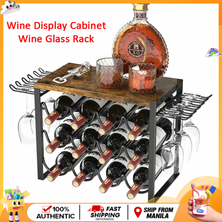 Wine Display Cabinet Wine Glass Rack 12 bottles Iron Wine Rack Bar Sturdy  Shelf Wine Glass Rack Wine Rack Kitchen Wine Cabinet Storage Lazada PH